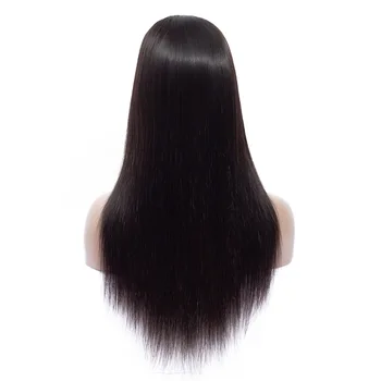 Brazilian Human Hair Wigs Virgin Straight Hair Middle Part 4x4 Lace Front Wig with Bangs for Black Women 180% Density Glueless