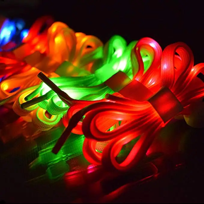 Светодиодные шнурки, светящиеся нейлоновые шнурки для обуви, светящиеся ночью для рождественской вечеринки