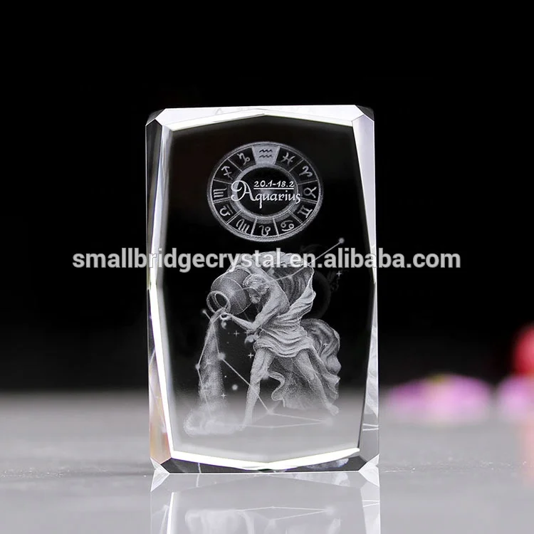 3D Laser Kristal Gravure Zodiac Aquariusart K9 Glas 3D Laser Gegraveerde Kristallen Kubus