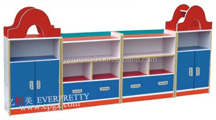 Kindergarten Nursery Furniture Children Wooden Cabinet Kids Book Shelf