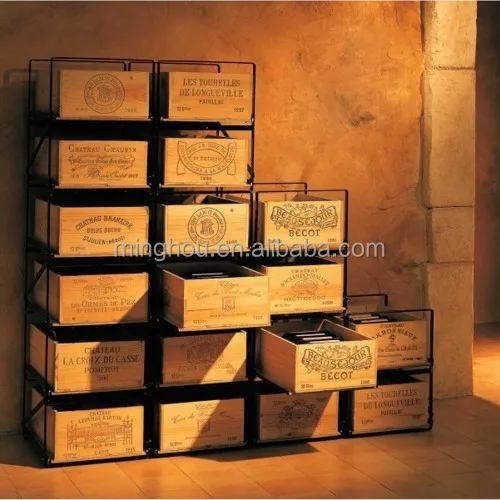 Eurocave Style Wine Cellar Storage System Sliding Wood and Metal Wine Rack Cases