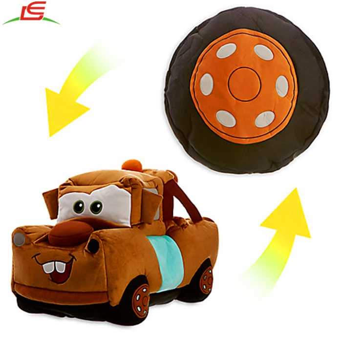 Disney Parks Tow Mater and Wheel Tire Reversible Flip Plush Pillow Doll NEW