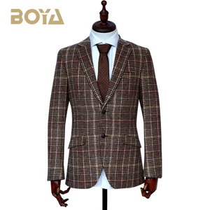 Men's Custom Plus Size TR Fabric Worsted Viscose/Polyester Casual Blazer Single Breasted New Design Checked Breathable