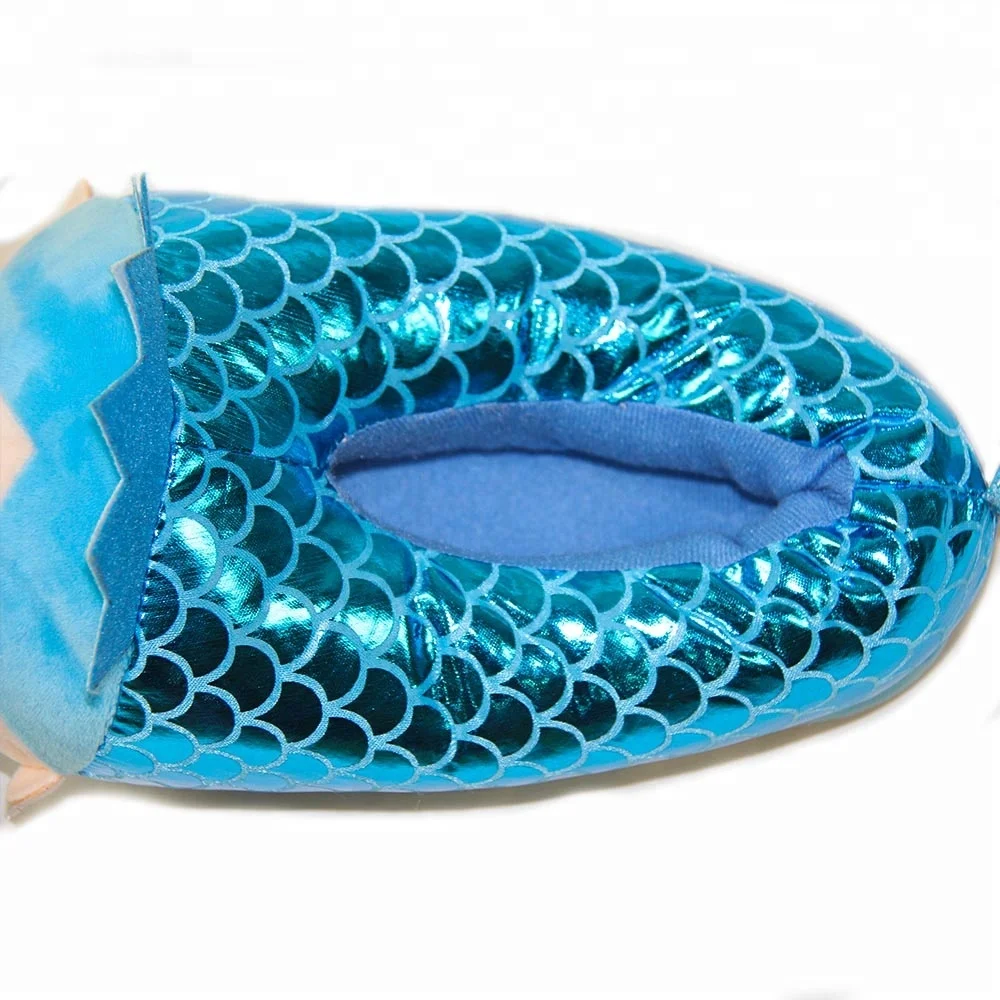 
Customized Blue Rose mermaid tail bedroom kids slippers for Valentine Day 