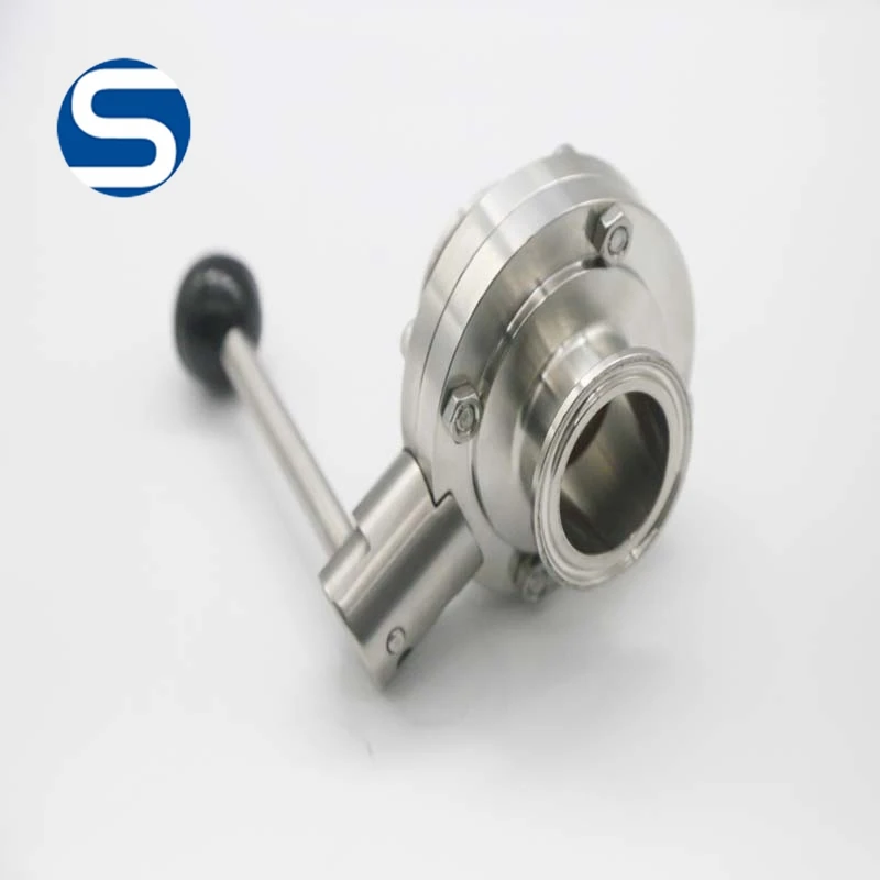 304 316L sanitary tri-clamp stainless steel butterfly valve for food grade