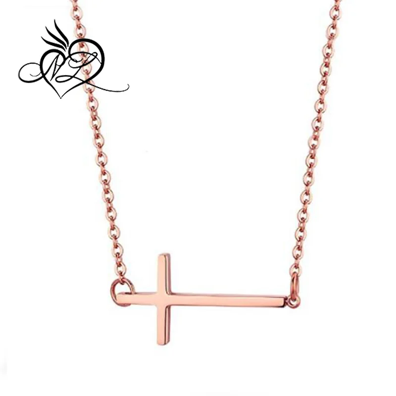 Крест боком. Sideways Cross Necklace for women.