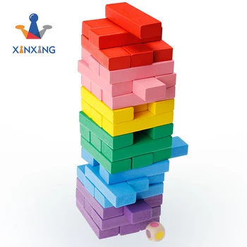 Mini colorful solid wooden building blocks toys for kids and adults education
