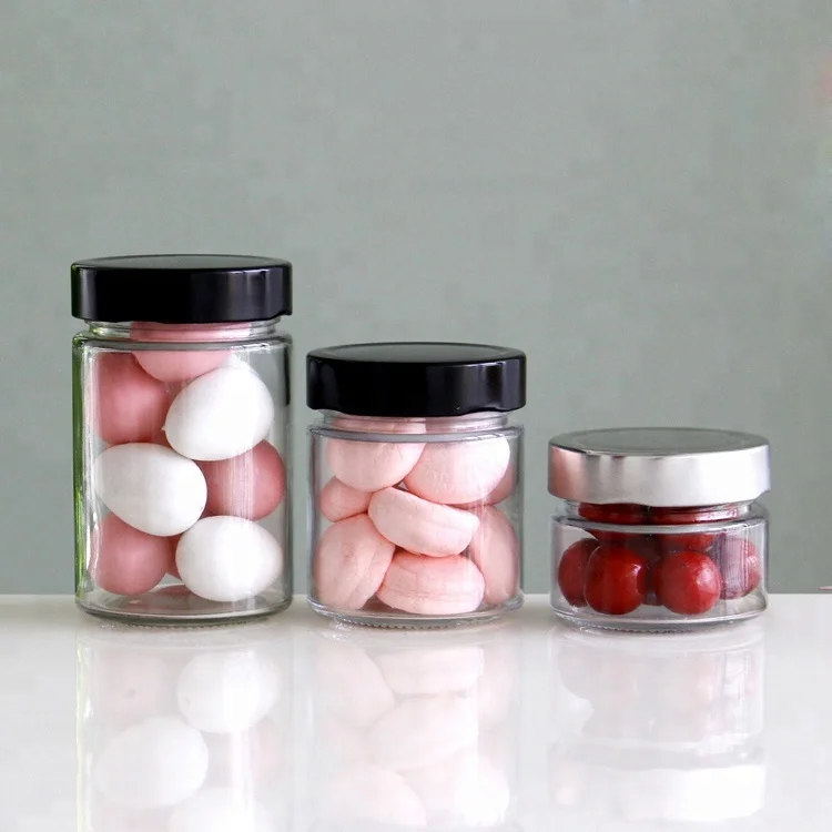 Ergo Glass Straight Sided Jars 106ml 212ml 314ml Round Sizes with Lids for Honey and Jelly