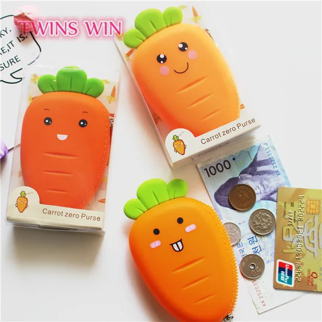 Wholesale Korea New Arrival 2018 new design custom lovely silicone coin  wallet Carrot shaped case mini purse From m.