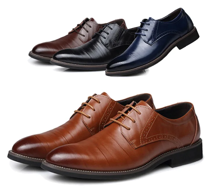 Yulan Men Genuine Leather Shoes,Blue 