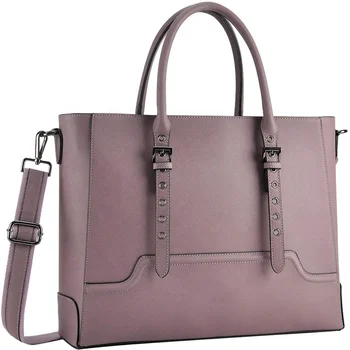Women 15.6 Inch Laptop Briefcase Shopping Handbag Ladies Shoulder Large Work Zipper Multi-purpose Leather Tote Bag