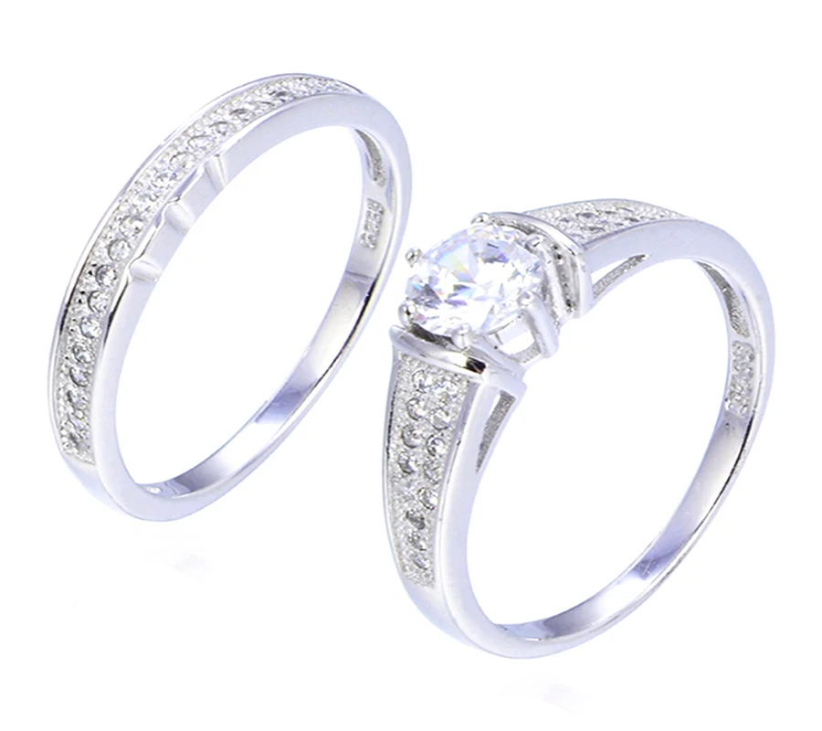 Anniversary jewelry fashion 925 sterling silver couple rings for engagement