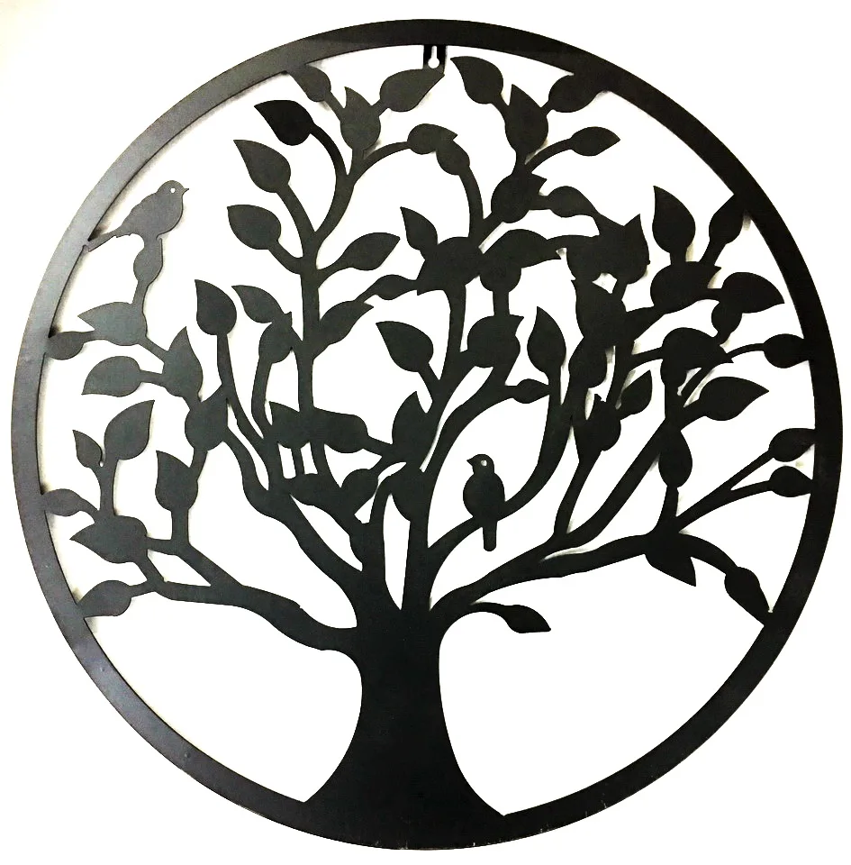 hanging art laser cut branch Metal Tree Wall Sculpture black