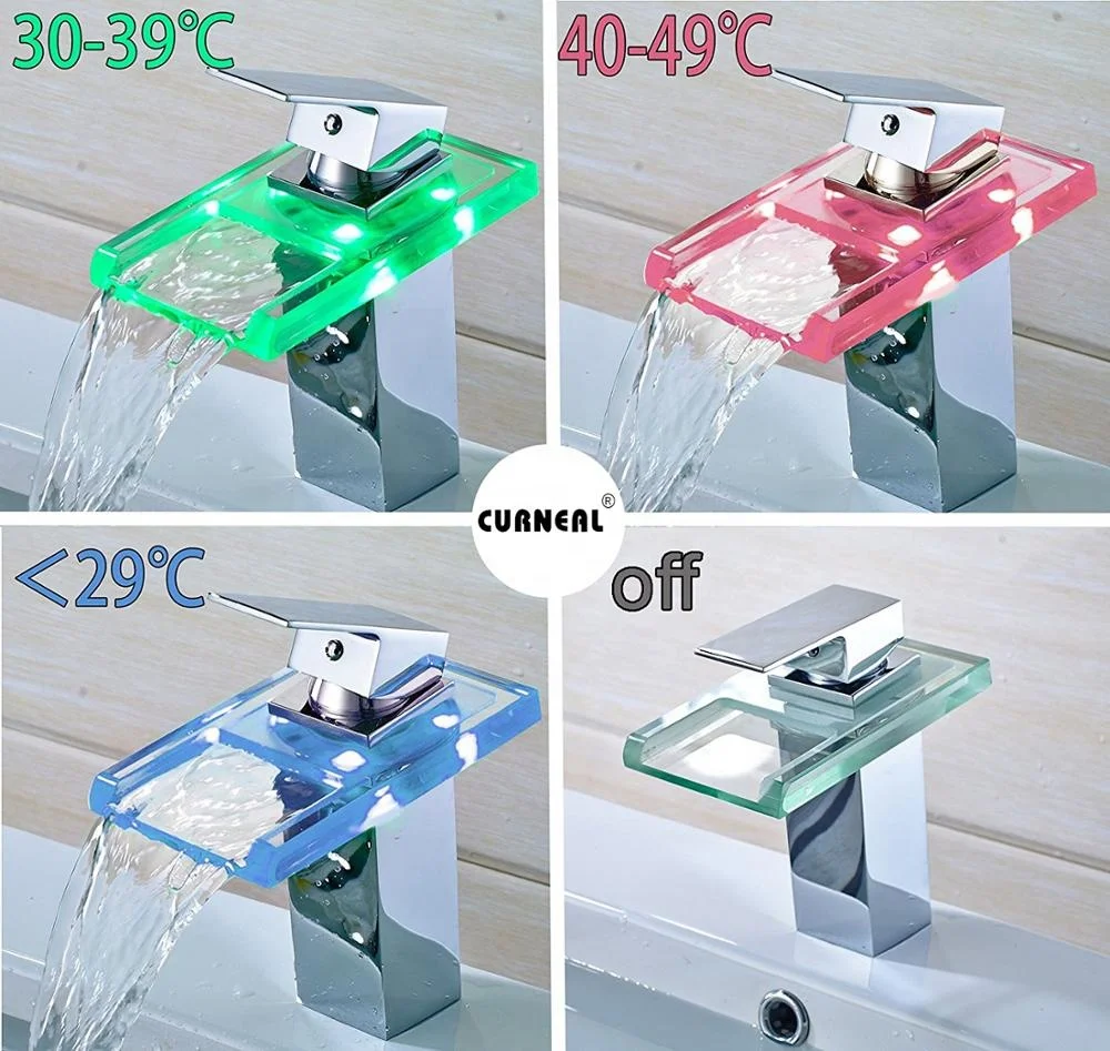 Современный европейский дизайн смеситель для ванной со светодиодным