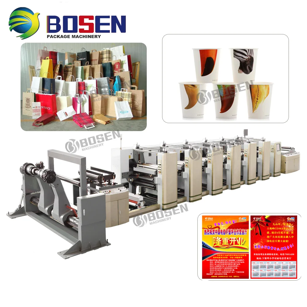 Five Colors Multifunction Sticker Label Flexo Printing Machine for Paper Tea Cup Flexographic Printer