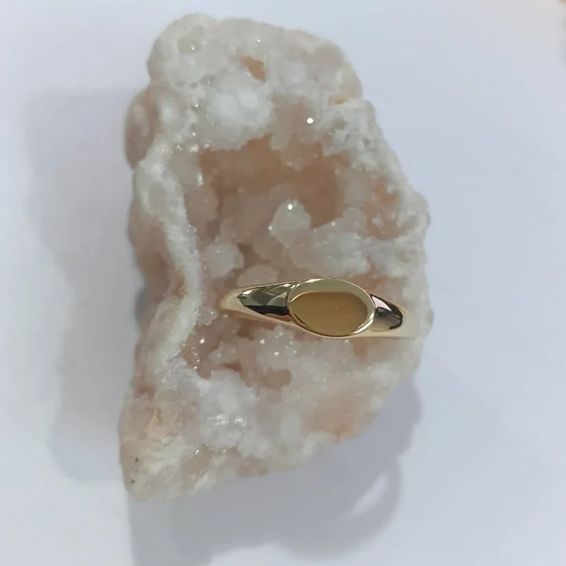 Minimalist Handmade Recycled Sterling Silver Jewellery Gold Plated Custom Blank Signet Ring