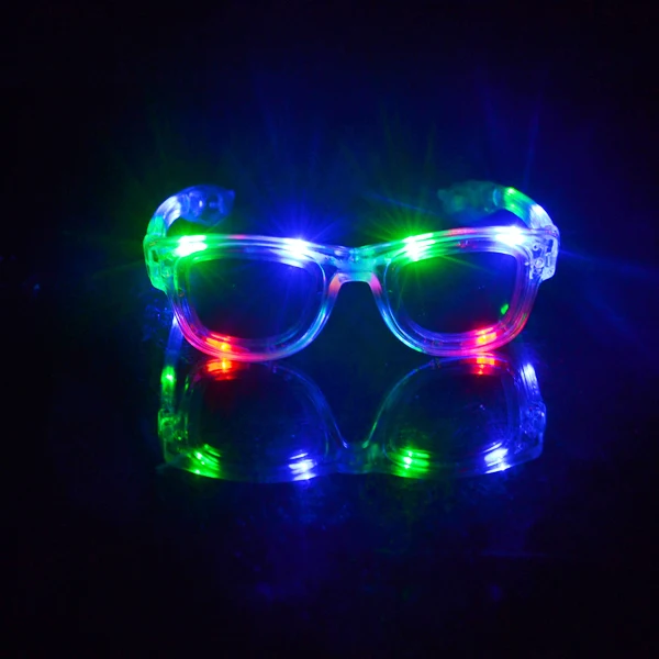 Classic 4pcs LED Flashing Transparent Glasses for School Graduation Christmas Thanksgiving & Valentine's Day Packaged in Bag
