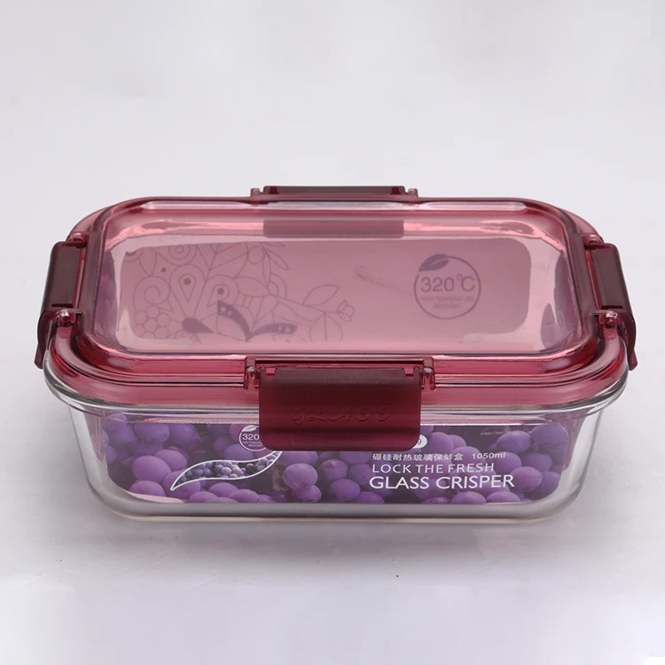 Different Capacity Microwavable Round Crisper Box square Rectangular High Borosilicate Glass Food Storage Container Set