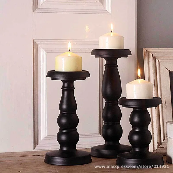 Set of 3 Pillar Candle Holders Retro Classic Iron