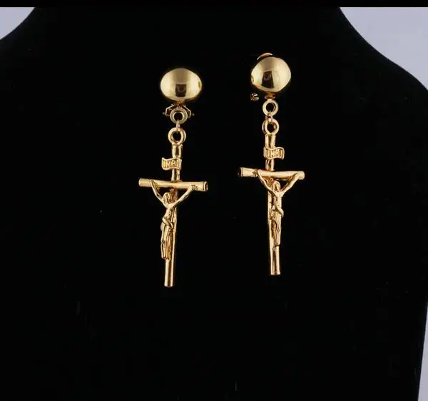 Buy Crazy Fashion Jesus Cross Earrings Gold  