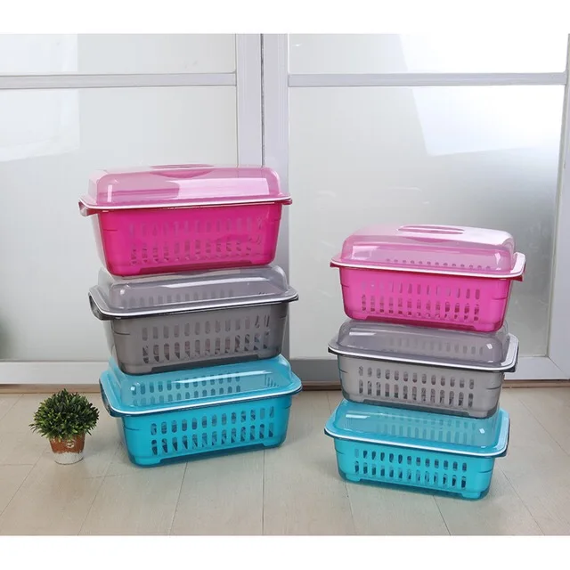 PP Plastic Rectangular Colander Strainers Set with Lid