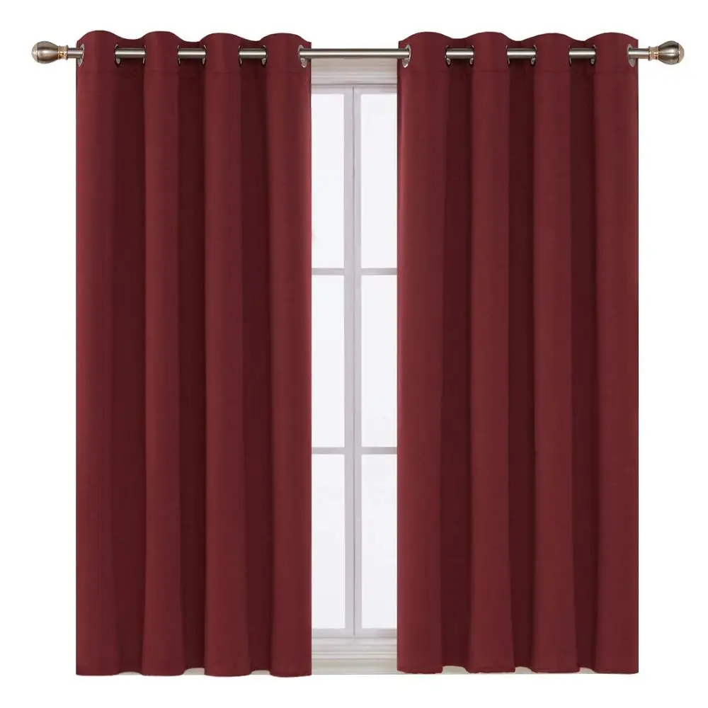 XXC Cheap Soft Touch Top Grommet Blackout  Curtain Red Heavy Blackout  Curtain Fabric for Living Room