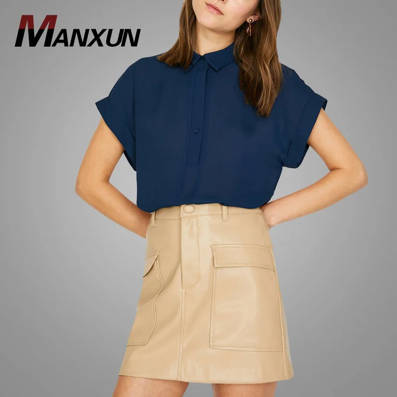 navy chiffon shirt