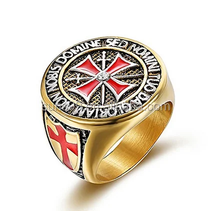 Celtic Templar Knight Cross Ring Antiqued Black Woman Mens Stainless Steel 