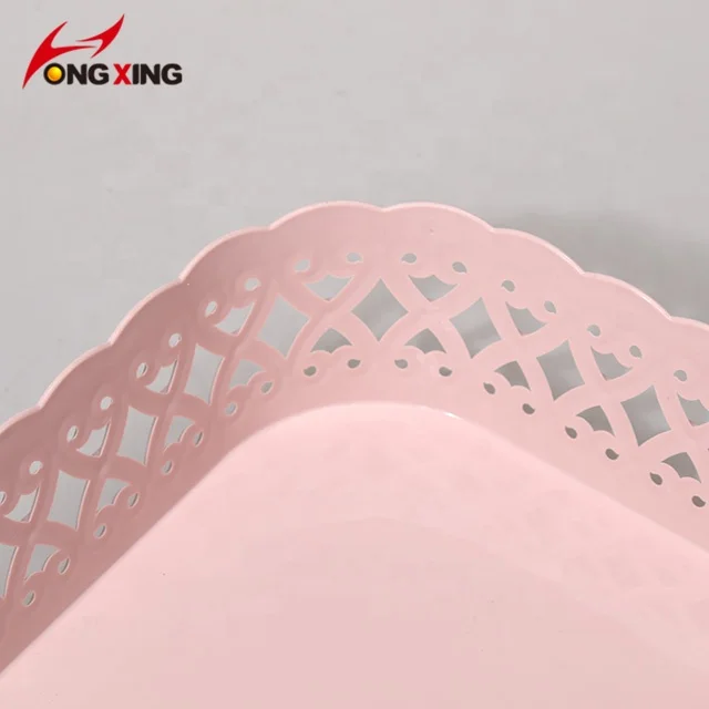 Lace Design Rectangle Kitchen and Living Room Plastic Storage Basket