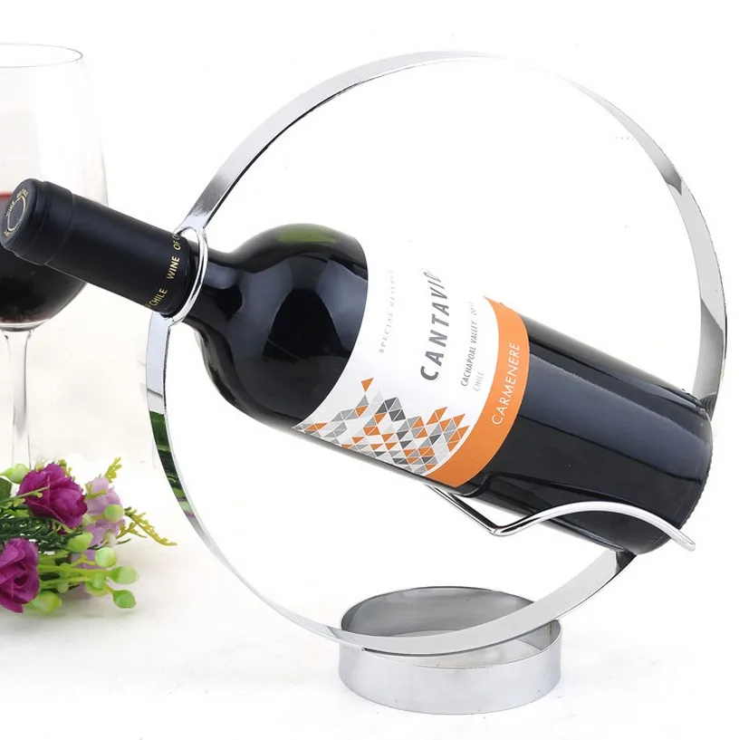 Chrome Metal Single Bottle Wine Rack