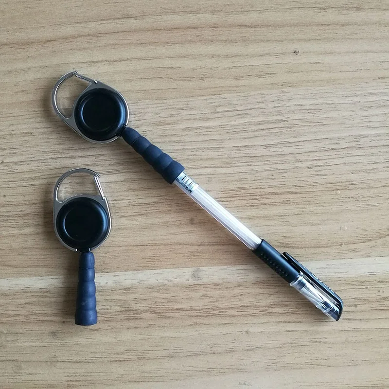 Custom Carabiner Retractable Badge Reel With Pencil Holder Pen Leash