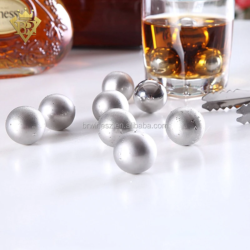 25mm Whiskey Ice Balls Wine Chilling Stones Reusable Stainless Steel Set