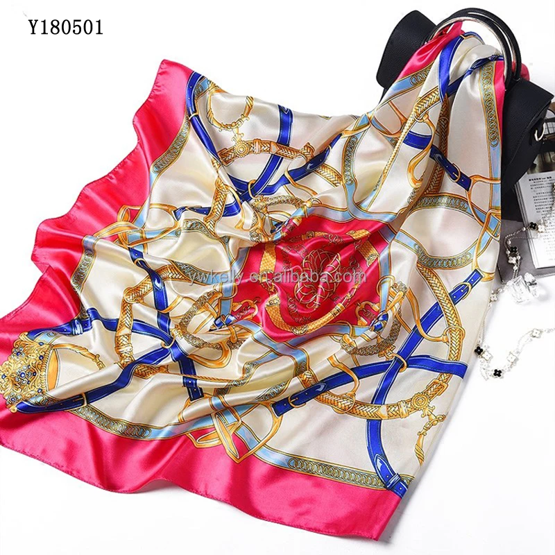 Custom Brand Design Digital Printing Famous Brand Scarf 2021 New Trending Silk Scarf
