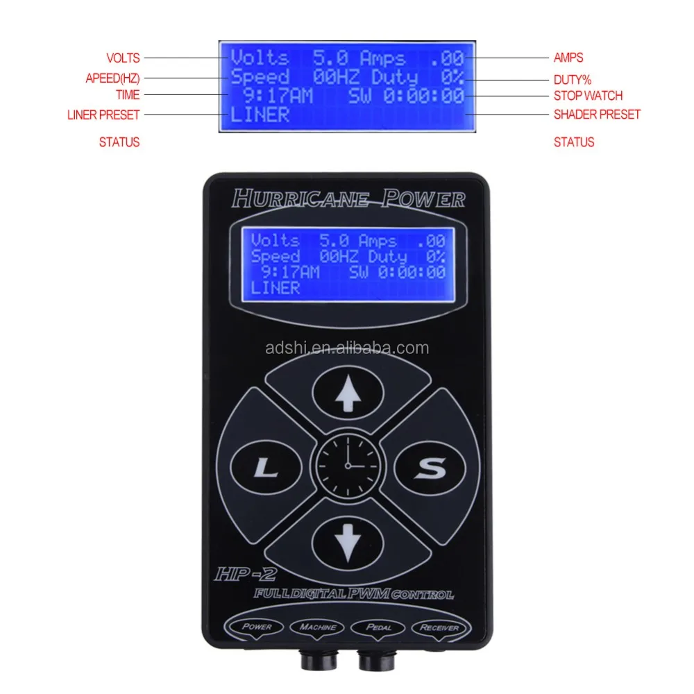 Блок питания для тату-машинки Hurricane HP-2, профессиональный двойной  Интеллектуальный ротационный блок питания с ЖК-дисплеем| Alibaba.com