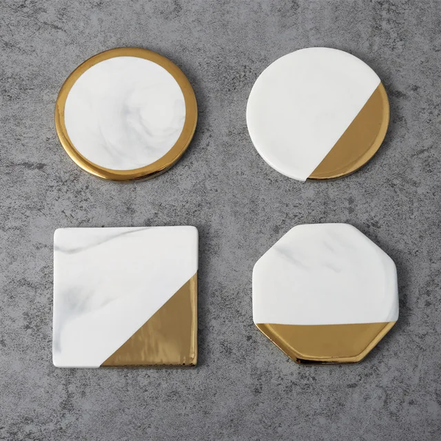 High-end product wedding different types drink custom coasters / marble coaster with gold