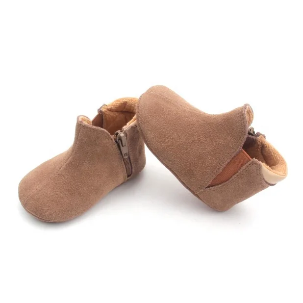 Wholesale Plush Baby Leather Boots Warm Unisex Baby Ankle Boots Winter