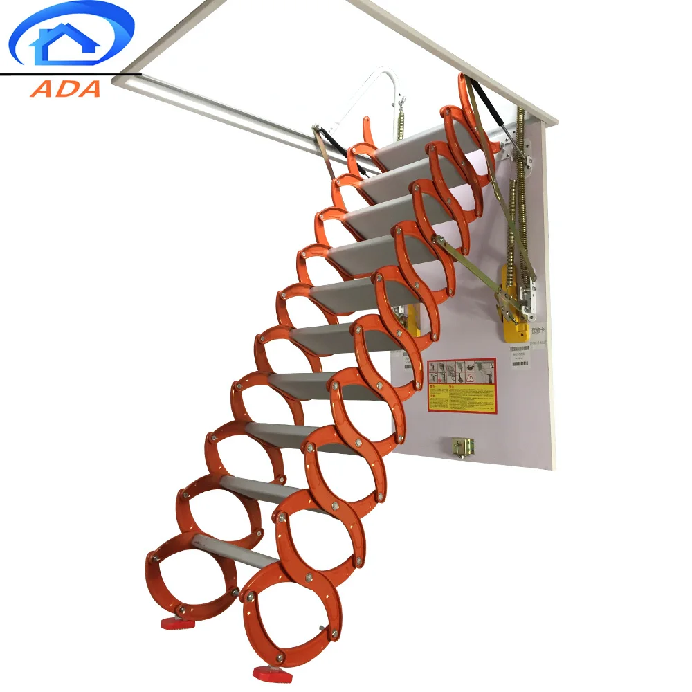 Flexible Pull Down Attic Stairs With Railing