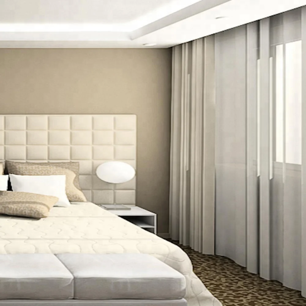 Design Decorative Electric Boosly Motorized Hotel Curtains Blackout Window Curtains with Pelmet Woven Technics
