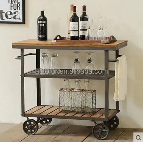 
Промышленный кофейный столик, металлическая тележка из сосновой древесины, мебель в деревенском стиле для гостиной, тележка 