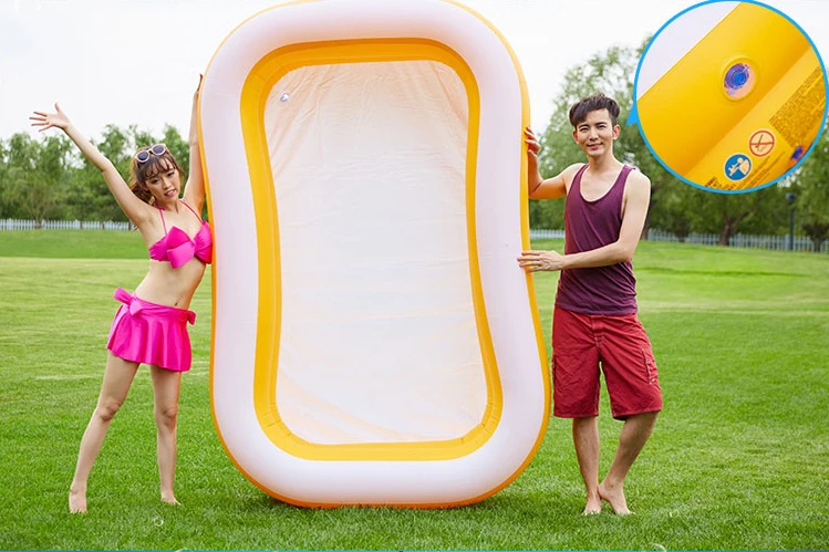 INTEX 57181 NP Familles De Natation Center – Piscine Gonflable Ovale, Blanc Et Jaune, 2 Chambres à Air, Valve De Vidange, Dès 3 Ans