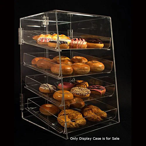 3 Trays Clear Countertop Bakery Display Case Removable Pastry Display Case Acrylic Bread Cabinet with Back Doors 21X17.75X16.50 Party Cake Stand Dustproof Dessert Rack