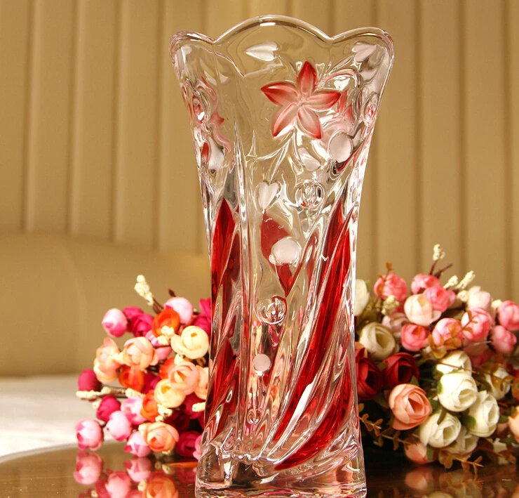 Classy Colored Glass Vase With Elegant Embossed Design, Wedding Glass Fiber Vase Walkway Stand for Wedding Decoration