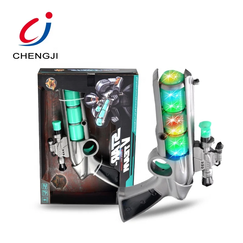 Battery Operated Plastic Flashing Laser Projection Space Blaster Gun Toy Light and Sound