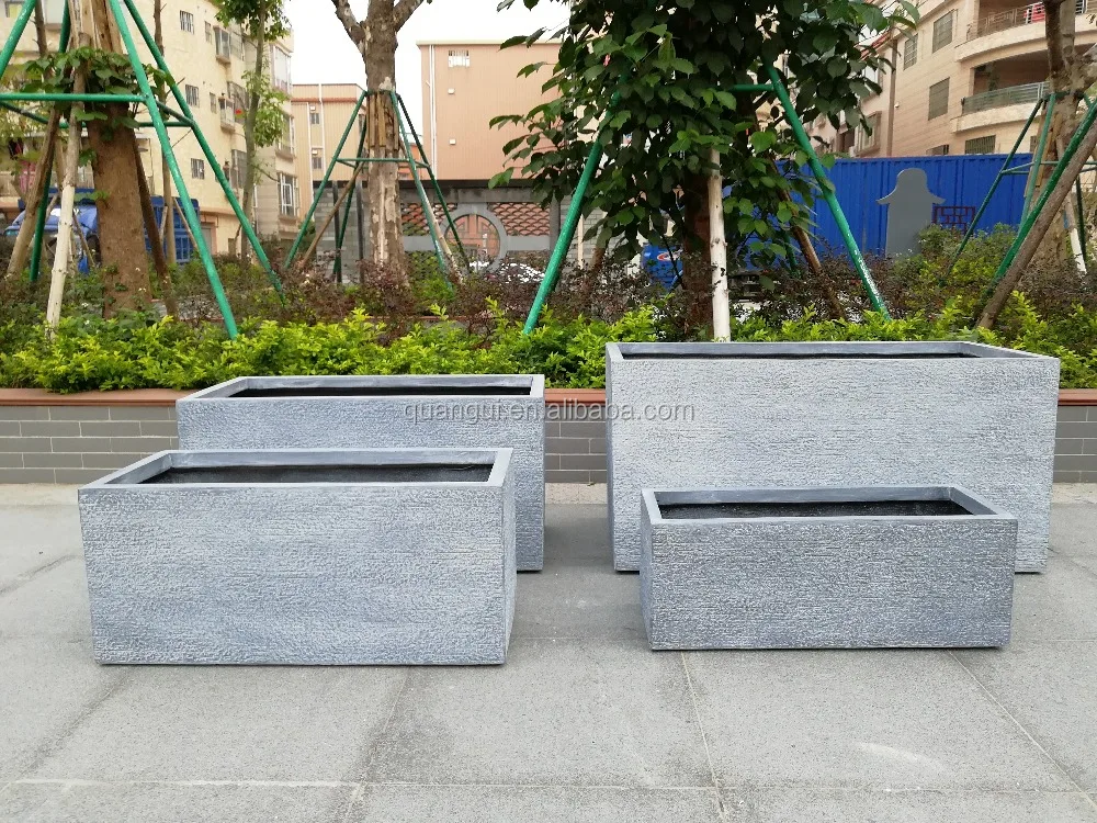 Factory Direct Lightweight Durable High Strength Rectangle Outdoor Concrete Planter Pot Rough Finished