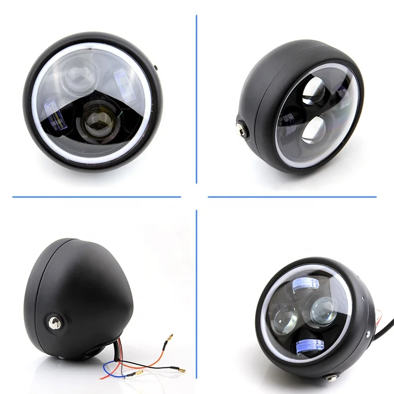 16 см 6,3 дюймов Универсальный мотоцикл ближнего света фар Hi/короче спереди и длиннее сзади) луч для Harley Sportster Cafe Racer Подставка-поплавок для Go крейсера Ангел кольцо