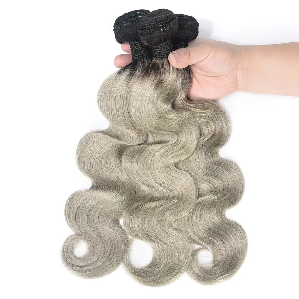 2024 China Factory Wholesale Ombre Color 10A Brazilian Hair Bundles 1B/Grey Body Wave High Quality Unprocessed Virgin Human Hair