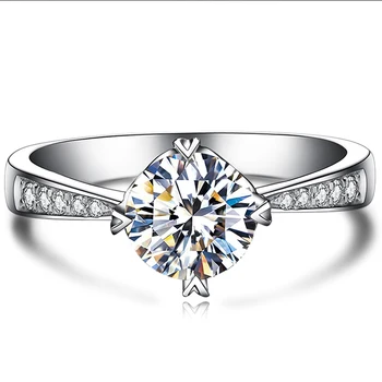 custom wedding jewelry 1 carat diamond engagement ring 18k white gold moissanite ring