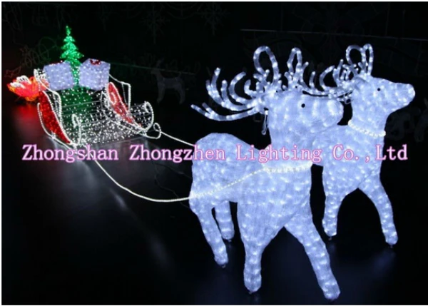 Light Up Santa With Sleigh Reindeer Christmas Decoration Light Up Santa With Sleigh Reindeer Christmas Decoration