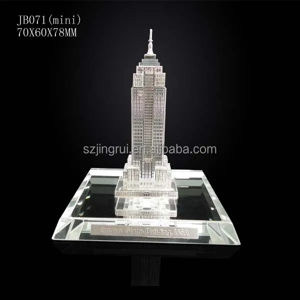 Min Size Metal Empire State Crystal 3D Building Model in Silver