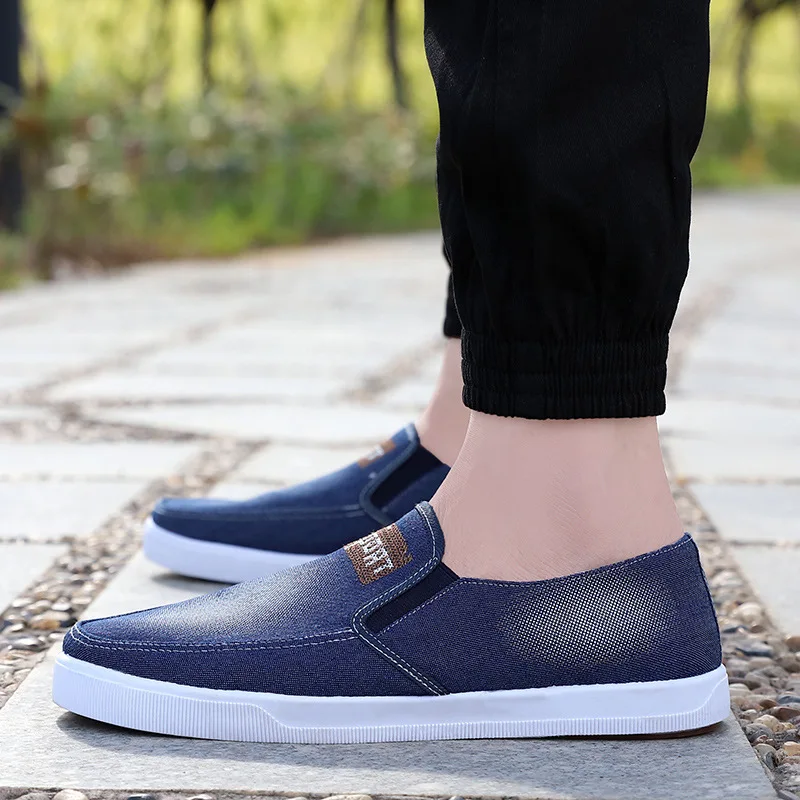 
Сделанная на заказ Оптовая Продажа модная холщовая теннисная прогулочная обувь на плоской подошве Повседневная джинсовая обувь для мужчин 